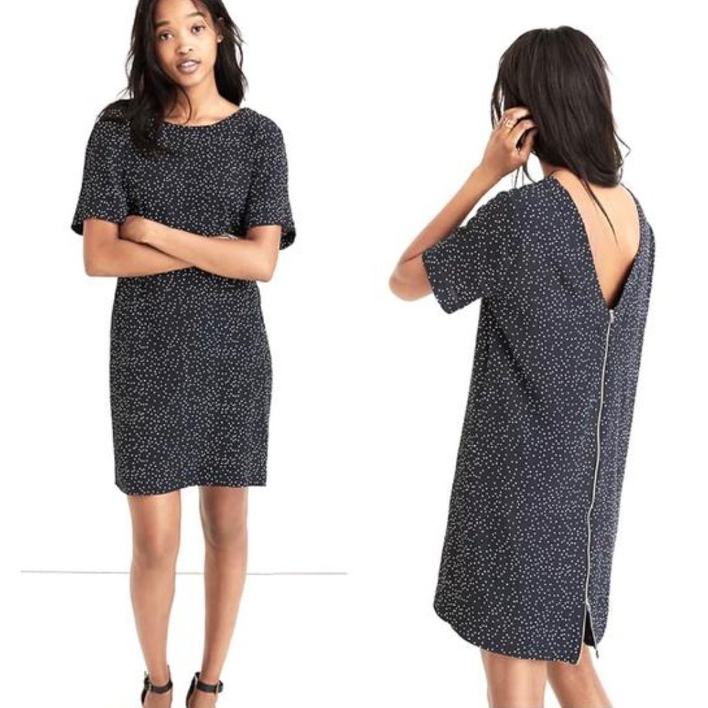 Madewell Zip-Back Shift Dress in Dot Scatter  (00)
